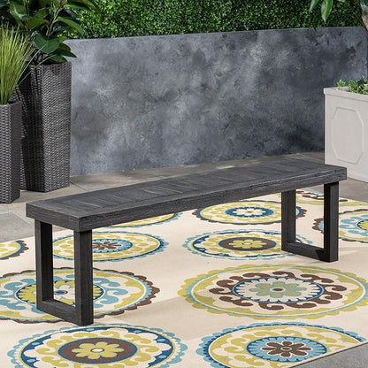 Christopher Knight Home Kemp Outdoor Acacia Wood Bench, Gray Finish, Sandblast Dark Grey