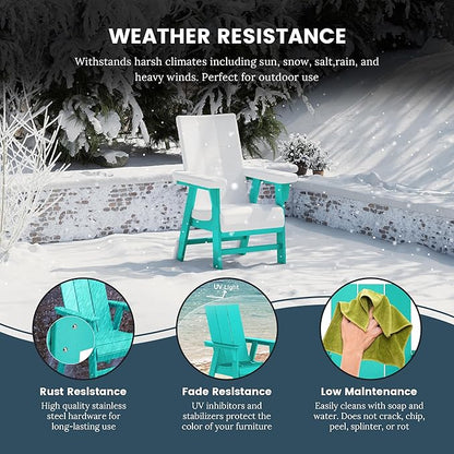 WO WESTIN OUTDOOR HDPE Shoreside Modern Curveback Adirondack Dining Chair,Turquoise