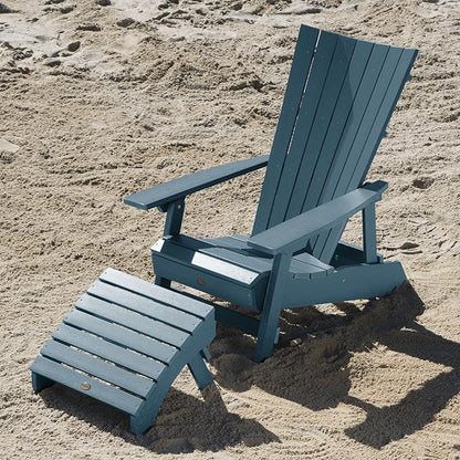 Highwood AD-KITADRI1-NBE Manhattan Beach Adirondack Chair with Ottoman, Nantucket Blue