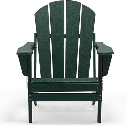 WO WESTIN OUTDOOR HDPE Laguna Outdoor Folding Poly Adirondack Chair, Dark Green