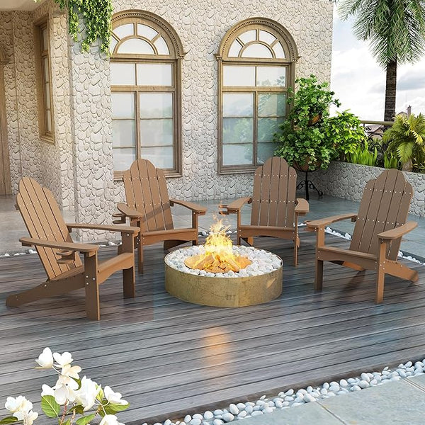 LUE BONA HDPS Adirondack Chairs Set of 2, Long-Lasting All-Season Outdoor Patio Chairs, Hidden Cup Holder, 350 LBS - Photo 1