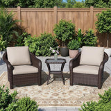 3 Piece Patio Wicker Bistro Set, 2 All-Weather Use Outdoor Wicker Chairs with PE Rattan Side Table, Ideal for Porch - Photo 1