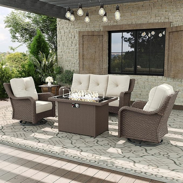 5 Piece Patio Furniture Set with Fire Pit Table - Photo 1