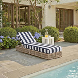 SAFAVIEH Outdoor Patio Furniture Collection - Gillian Heather Tan Rope Daybed, Navy Stripe Cushion, Coastal Sunlounger - Photo 1