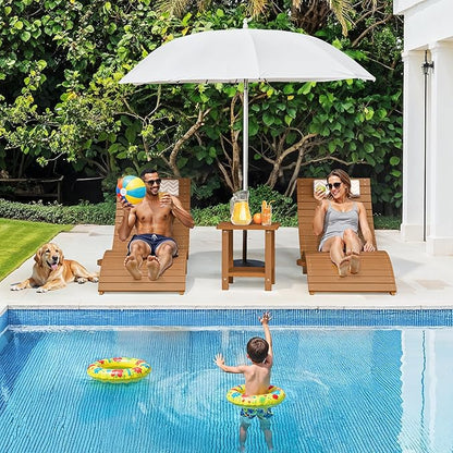 Folding Pool Lounge Chairs, Pre-Assembled HDPS Anti-Floating Lounge Chair with Headrest for in-Pool Use(Max Depth 8-Inches), Ideal for Hotel, Resort, Poolside, Beach & Sun Decks, Teak Color