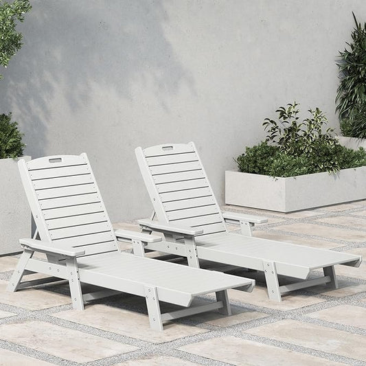 WestinTrends Malibu Poly Reclining Chaise Lounge (Set of 2) White