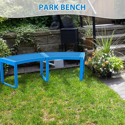 Heavy Duty Outdoor Curved Fire Pit Bench,Metal Outside Park Bench,Steel Backless Loveseat,Coated Mesh Commercial-Grade Seating for Patio, Porch, Garden, Deck, Yard, 1000 LBS Max Load