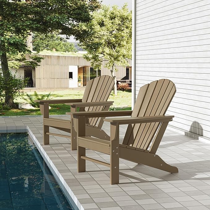 WestinTrends Dylan Outdoor Adirondack Chair (Set of 2), Weathered Wood