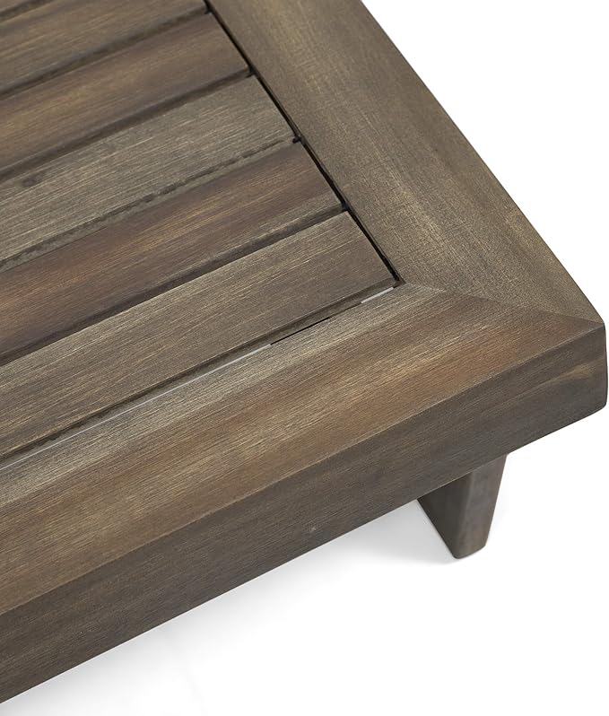 GDFStudio Outdoor Acacia Wood Coffee Table, Gray