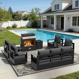 Outdoor Aluminum Furniture Set, 6-Piece Patio Conversation Set, 4 Chairs 1 Sofa and 1 Fireplace, All-Weather Metal Frame - Photo 9