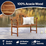 JONATHAN Y BNH103A Lutyens 51.2" 3-Seat Arched 600-Lbs Support Acacia Wood Outdoor Garden Patio Bench for Garden, Lawn - Photo 6