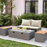 Flamaker Outdoor Rattan Daybed with 2 Side Tables, Multifunctional Wicker Patio Sofa with Storage Ottoman, Cushions - Photo 2