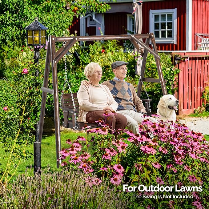 VINGLI Porch Swing Stand, Heavy-Duty 770 LBS Wood Swing Frame, Improved A-Frame Swing Stand for 4 FT Swing Bench, for Garden, Yard, Patio, Rustic