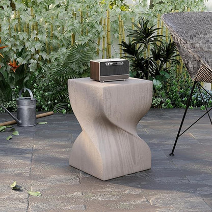 LeisureMod Square Side Table, Accent End Table for Home, Outdoor Patio, Living Room Sofa, Night Stand, Weather-Resistant, Onyx Series in Cream