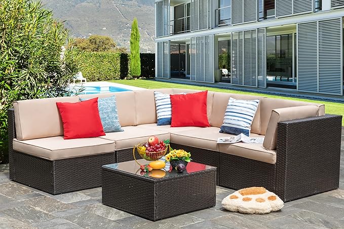 Vongrasig 6 Piece Patio Furniture Set, Small Outdoor Sectional Sofa Couch - Photo 1