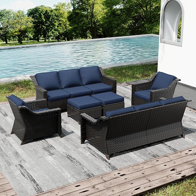 Joyside Wicker Patio Furniture Sets, 6 Pieces Upgraded Large Size Outdoor Furniture with Swivel Rocking Patio Chairs - Photo 6