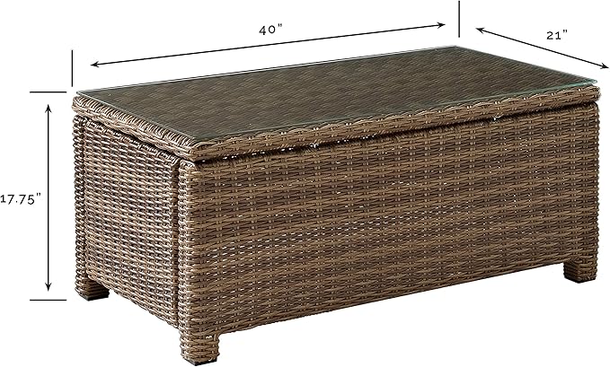Crosley Furniture Bradenton All Weather Rattan Wicker Outdoor Coffee Table for Patio, Deck, Porch, Brown