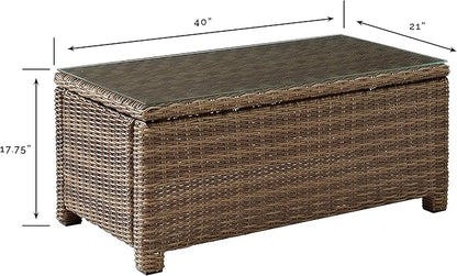 Crosley Furniture Bradenton All Weather Rattan Wicker Outdoor Coffee Table for Patio, Deck, Porch, Brown