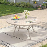 Outdoor Dining Table for 8, 53" Round Outdoor Table with Adjustable Umbrella Hole - Photo 1