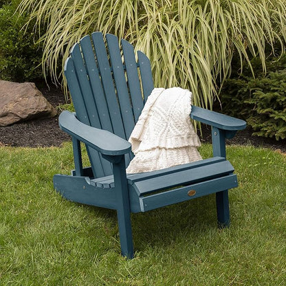 highwood Hamilton Made in the USA Folding and Reclining Adirondack Chair, Adult Size, Nantucket Blue
