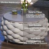 Round Coffee Table for Indoor & Outdoor Use, Aluminum Patio Furniture with Handwoven Ropes, Weather-Resistant for Garden - Photo 4