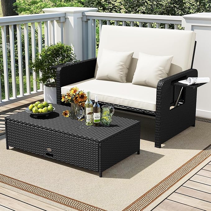 Tangkula Patio Rattan Daybed with 4-Level Adjustable Backrest - Photo 2