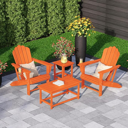 Costaelm Adirondack Conversation Table, HDPE Outdoor Drink Weather Resistant, Outdoor Patio Porch Accent Balcony Table for Pool, Seaside, Backyard, Orange