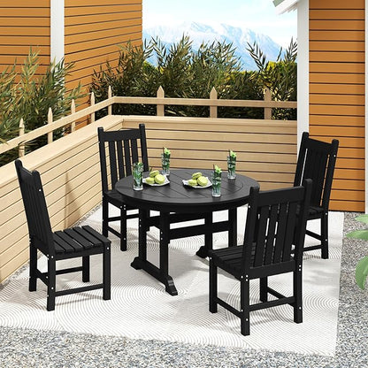 Costaelm Armless Outdoor Chair, Patio Adirondack Chair, HDPE Poly Lumber Waterproof Restaurant Bistro Kitchen Dining Chair for Outside Porch Backyard Garden, Black