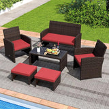 Tangkula 2 Pieces Patio PE Rattan Ottomans - Photo 9