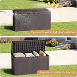 Greesum 100 Gallon Resin Deck Box Large Outdoor Storage Boxes with Cushions for Garden Tools, Patio Furniture Pillows - Photo 4