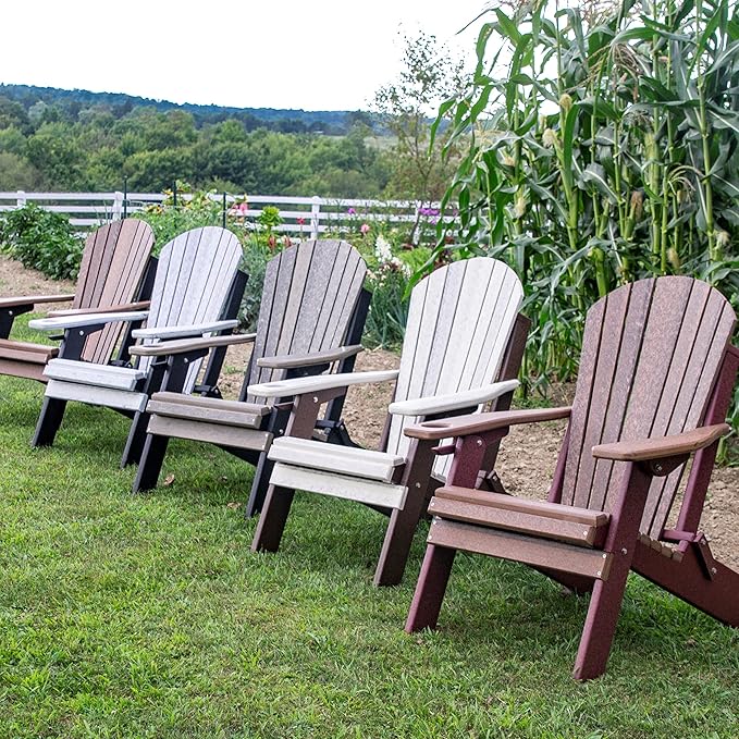 Furniture Barn USA Poly Folding Adirondack Chair with Smart Phone Holder, Walnut and Cherrywood