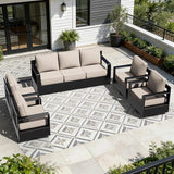 Outdoor Aluminum Furniture Set, 5-Piece Patio Conversation Set, 4 Swivel Chairs and 1 Sofa, All-Weather Metal Frame - Photo 1