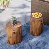 SUNBURY Outdoor Stump Side Table, Faux Wooden Concrete Side Table, Tree Stump Wooden Stool, Patio End Table - Photo 4