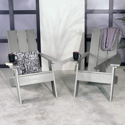 Highwood Italica Modern Adirondack Chairs 2-Piece Set, Costal Teak