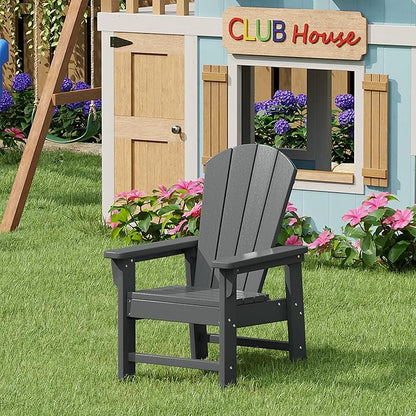 WestinTrends Malibu Kids Outdoor HDPE Adirondack Plastic Patio Chair, Gray