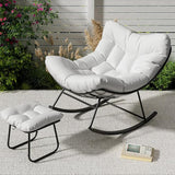 GAOMON Outdoor Oversized Papasan Rocking Chair with Footrest - Patio Lounge Chair with Ottoman - Photo 2