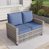 Outdoor Patio Loveseat, All-Weather Outdoor Wicker Sofa with Comfy Cushions, Patio Furniture Set 2 Person Couch - Photo 3