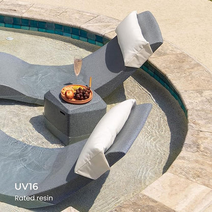 Aqua Outdoors - Small Side Table - for Inside Pool, Sun Shelf & Patio Surfaces - Designed for Shallow Shelves Up to 10” - Compatible with All Pool Types - Poolside & Sun Deck Tanning - Gray Granite
