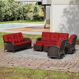 Joyside Wicker Patio Furniture Set, 7 Piece Outdoor Furniture Set with Thickened Cushions, High Back, Deep Seating - Photo 7
