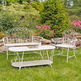 Zaer Ltd. Vintage Style Metal Patio Furniture with Heart Design Accents, Outdoor/Indoor Decor (Distressed White - Photo 1