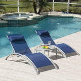 Domi Outdoor Chaise Lounge Set of 3 Patio Recliner Chairs with Adjustable Backrest and Removable Pillow for - Photo 1