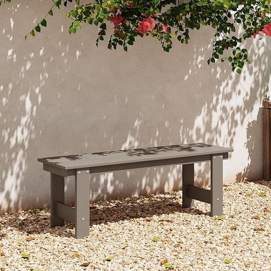 WestinTrends Ashore Outdoor HDPE 48" Modern Backless Patio Bench, Weathered Wood