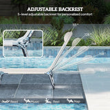 Outsunny 2 Piece Folding Chaise Lounge Chairs, Pool Sun Tanning Chairs with Reclining Back, Breathable Mesh Seat - Photo 4