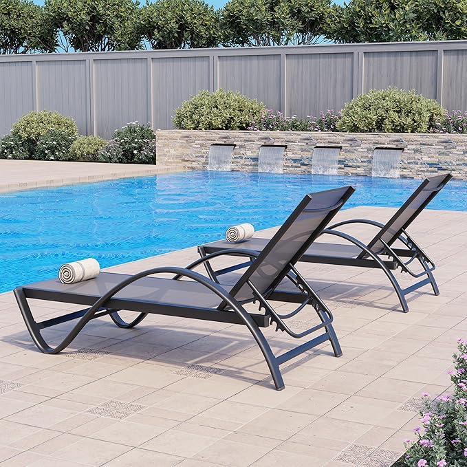 JY QAQA 2PCS Patio Outdoor Lounge Chaise with Wheels - Photo 6