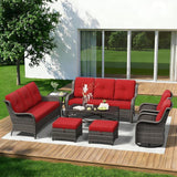 8 Piece Outdoor Wicker Patio Furniture Set, Outdoor Swivel Rocker Patio Chairs Set with Thickened Olefin Cushions - Photo 1