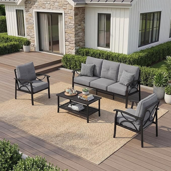 RoyalCraft Outdoor Patio Furniture Set, 5 Seats Outdoor Patio Set with 4" Thick Cushion - Photo 1