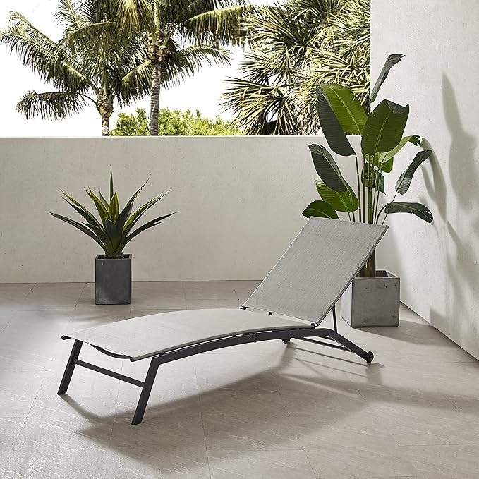 Crosley Furniture Weaver Reclining Mesh Outdoor Chaise Lounge Chair with Wheels for Patio, Deck, Poolside - Photo 2