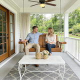Wooden Porch Swing 2-Seater, High Backrest and Deep Seat, Bench Swing with Cupholders, Hanging Chains and 7mm Springs - Photo 2