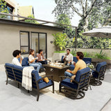 Gotland Outdoor Aluminum Patio Furniture Set with Fire Pit Table - Photo 3