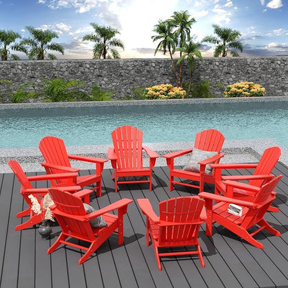 WestinTrends Dylan Outdoor Adirondack Chair (Set of 8), Red